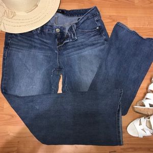 Mid rise flare leg jeans medium wash